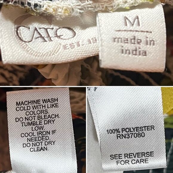 Cato Vibrant Flowy Tropical Satin Extra Wide Leg Palazzo Pants Green Orange M - Picture 10 of 11